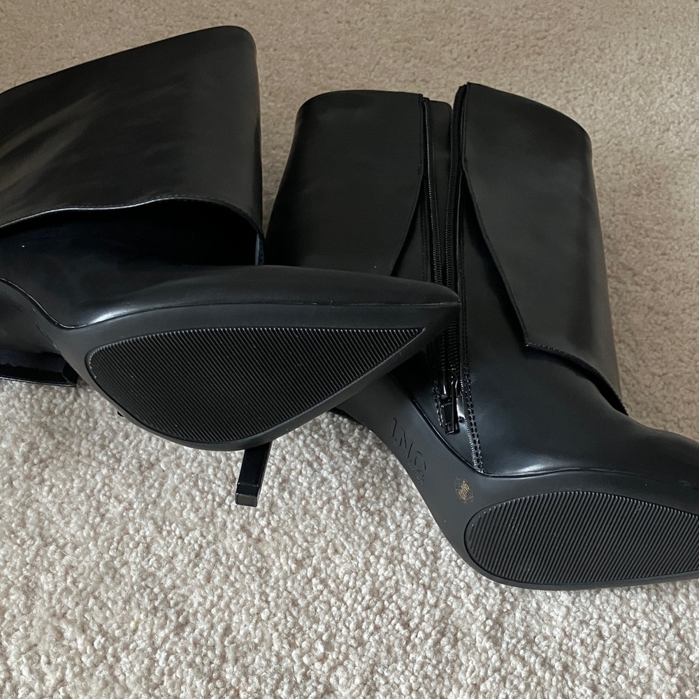 INC International Concepts Sleek Black Heeled Boots - Picture 7 of 7